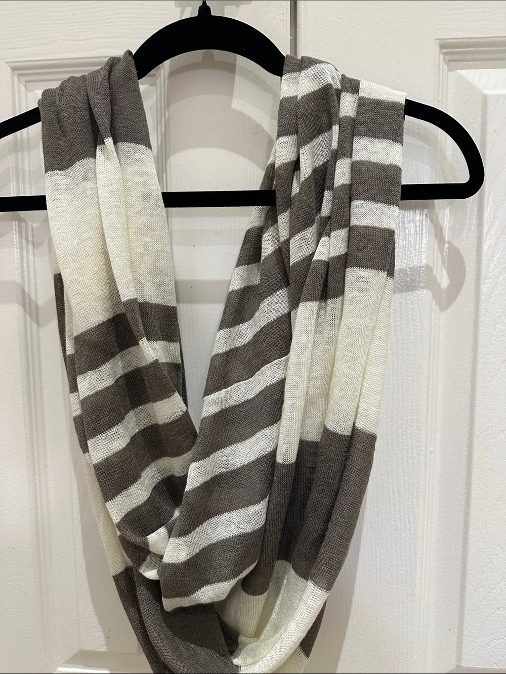 Vince Infinity Cream and Gray (Taupe) Striped Lightweight Wrap Scarf